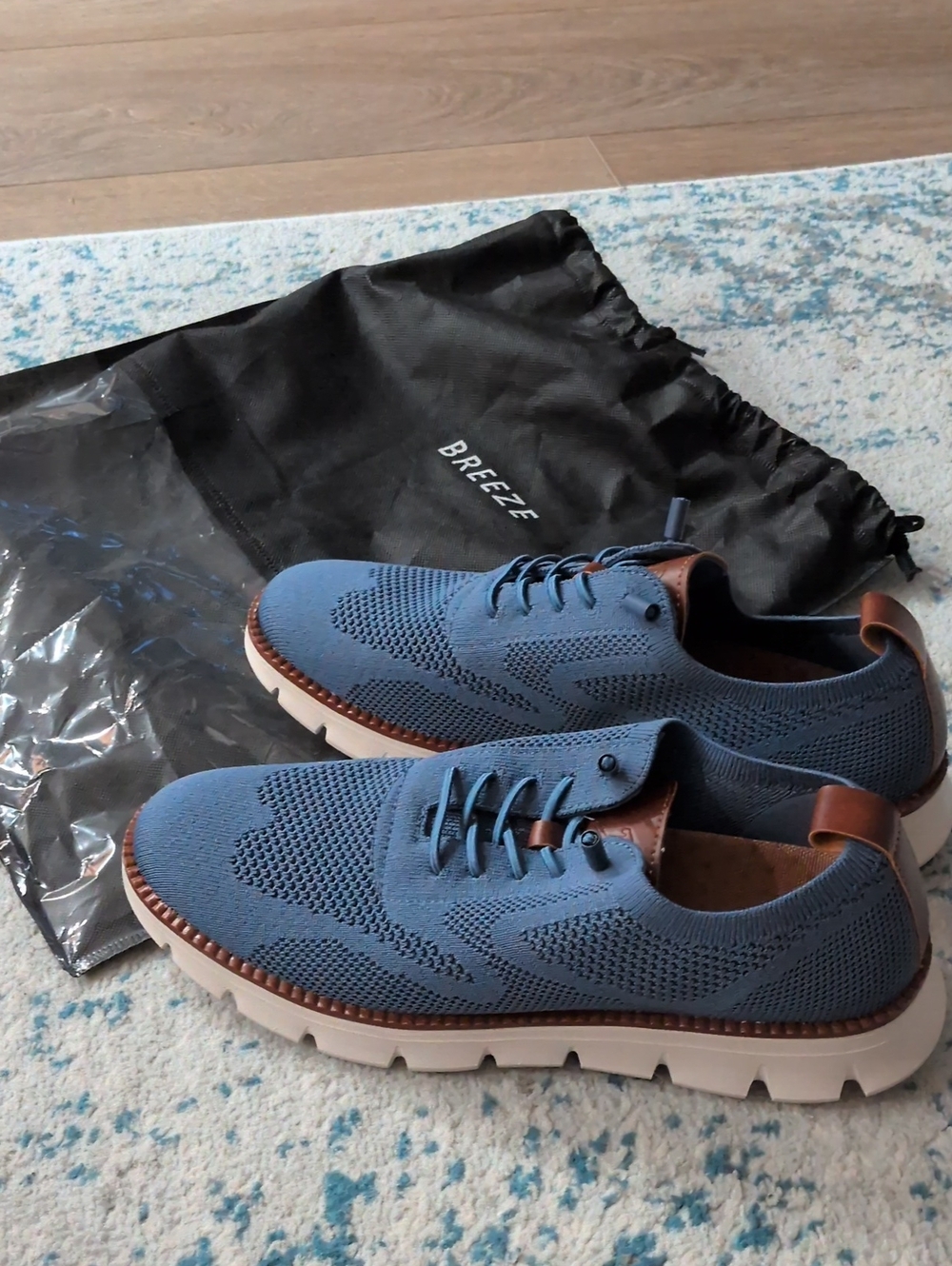 Men's Blue Knit Casual Sneakers